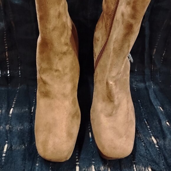 Nine West Tan Suede Platform Bootie Size 7 - Picture 3 of 7